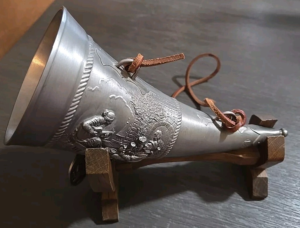 Zinn Beer Brewers Drinking Horn and Stand