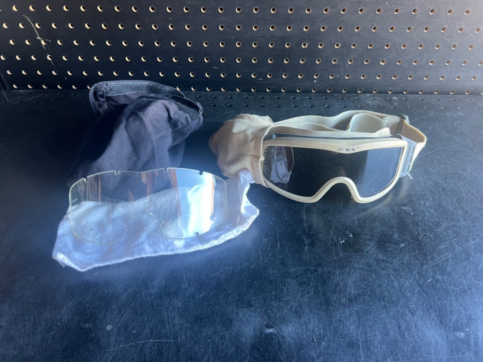 ESS Eyewear 740-0500 Desert Tan Profile Series Googles Clear & Smoke lenses used
