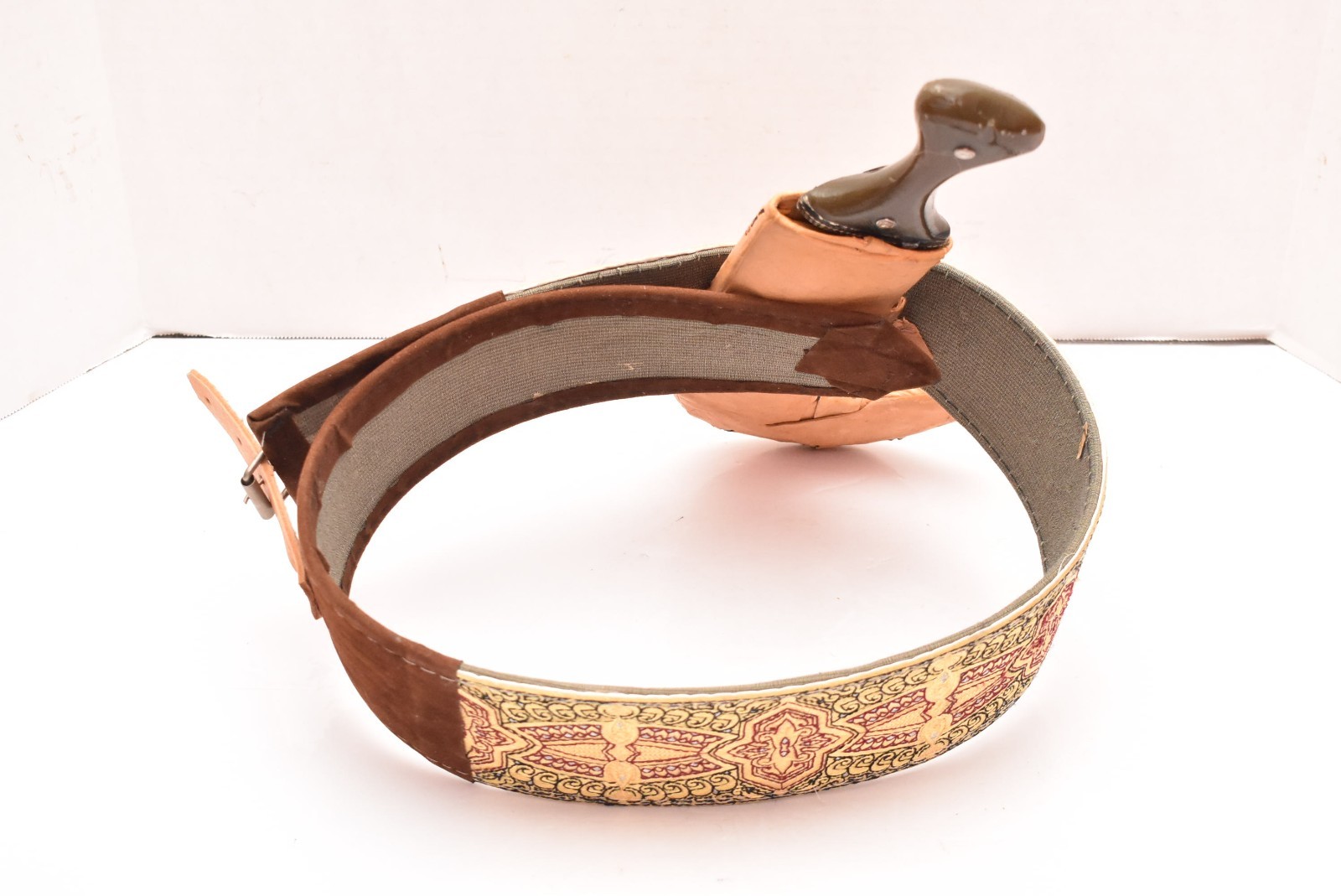 Beautiful Antique Authentic Yemeni Jambiya Dagger With Belt Knife Vintage-