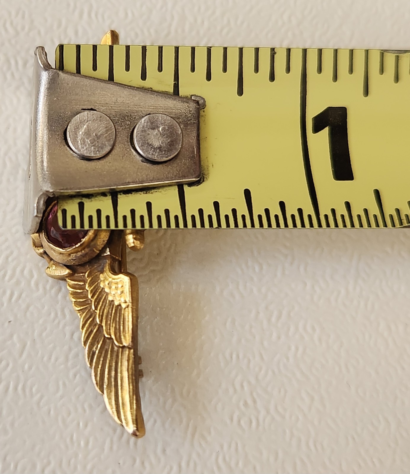 Vtg WWII US Navy Aviator Pilot Sweetheart Wings Pin H&H 1/20 12k GF W/Gemstone