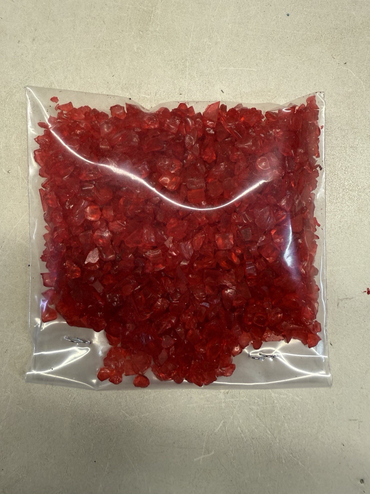 Vintage 4 Ounces Crushed Red Glass Crystals