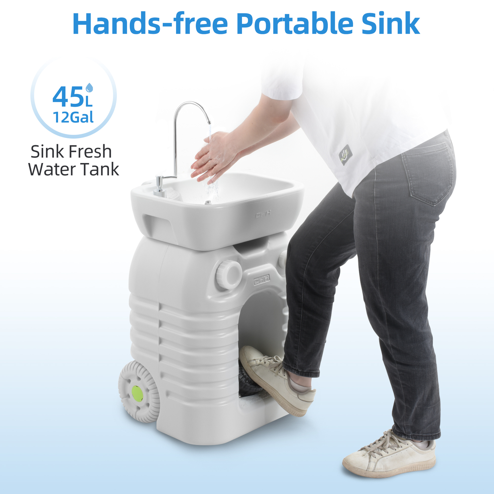 Portable Wash Sink Camping Hand Wash Station Basin Stand w/ 12 Gallon 45L Tank