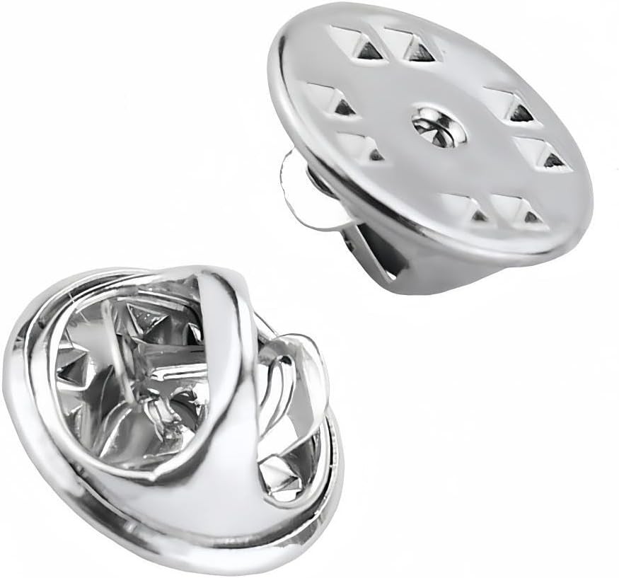 Lapel Pin Backs Metal Clutch Safety Fasteners 50 Pcs Silver