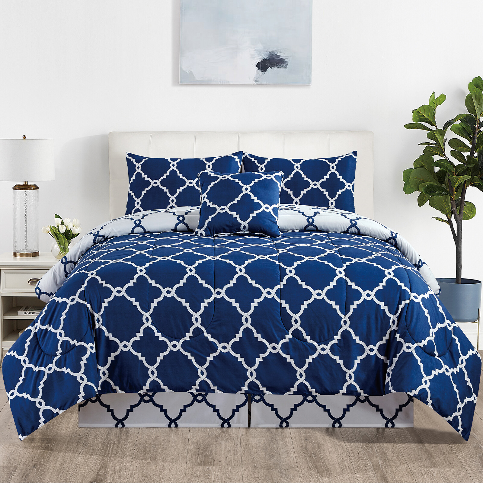 5 Piece Reversible Comforter Set Down Alternative Duvet Insert Quilt Bedding Set