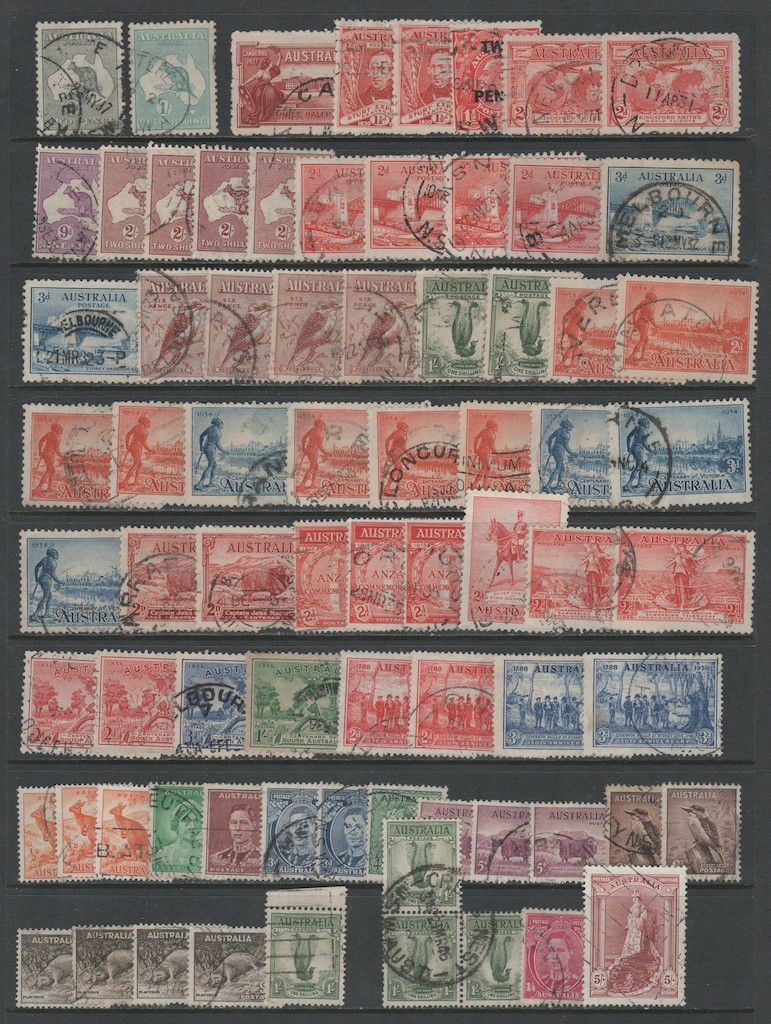 Australia Large Used Collection 1915 - 2010, 12 Pages CV $848.50