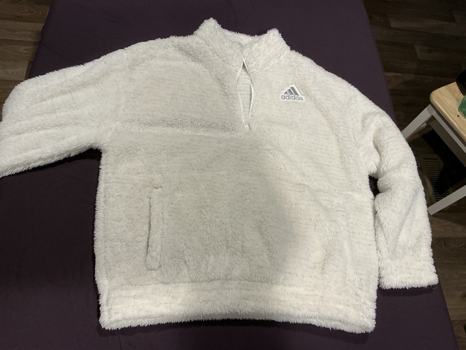 White Glitter Adidas Girls Jacket Size 16 XL