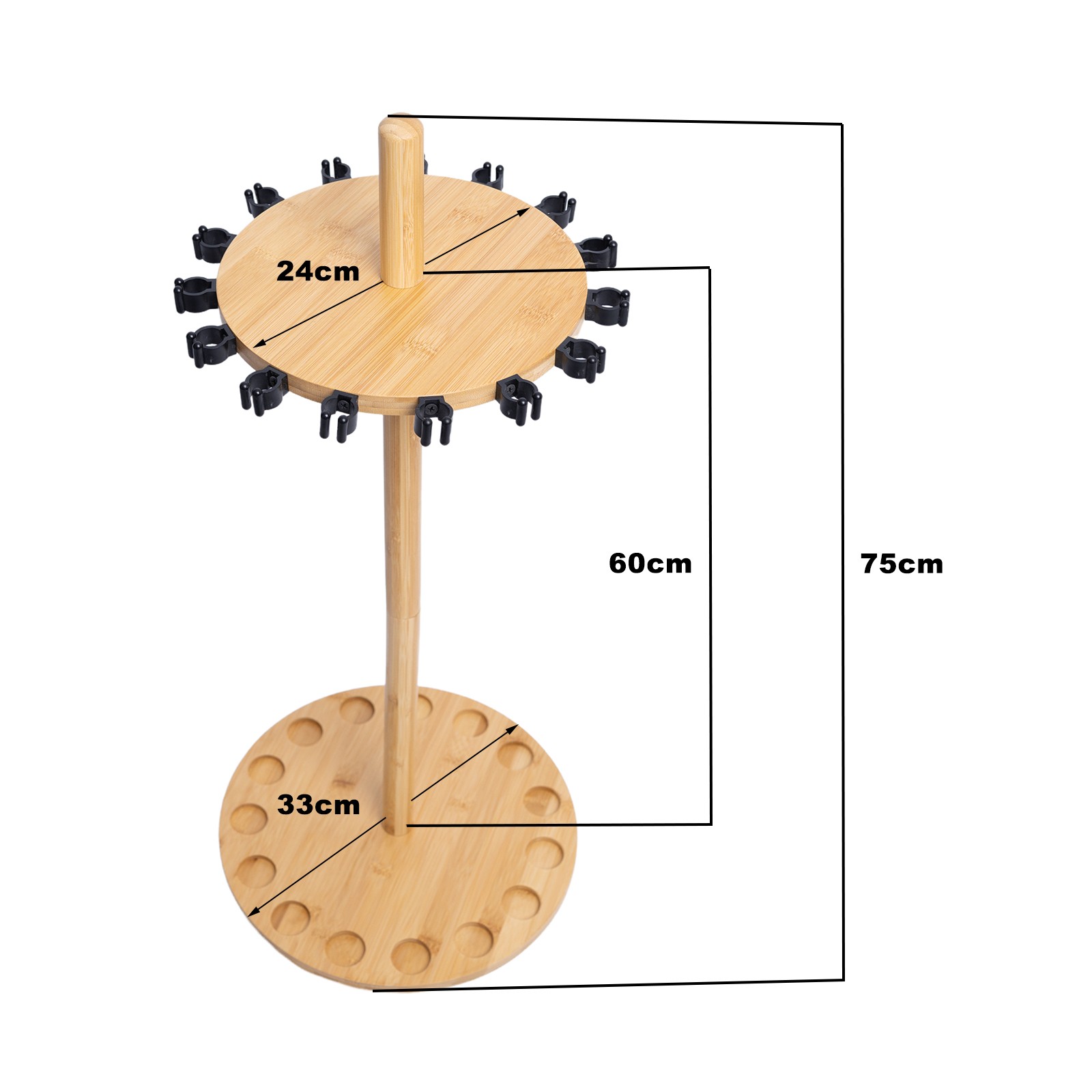 Fishing Pole Rod Racks—Floor Stand Bamboo Round rods holder for 15 Fishing Poles