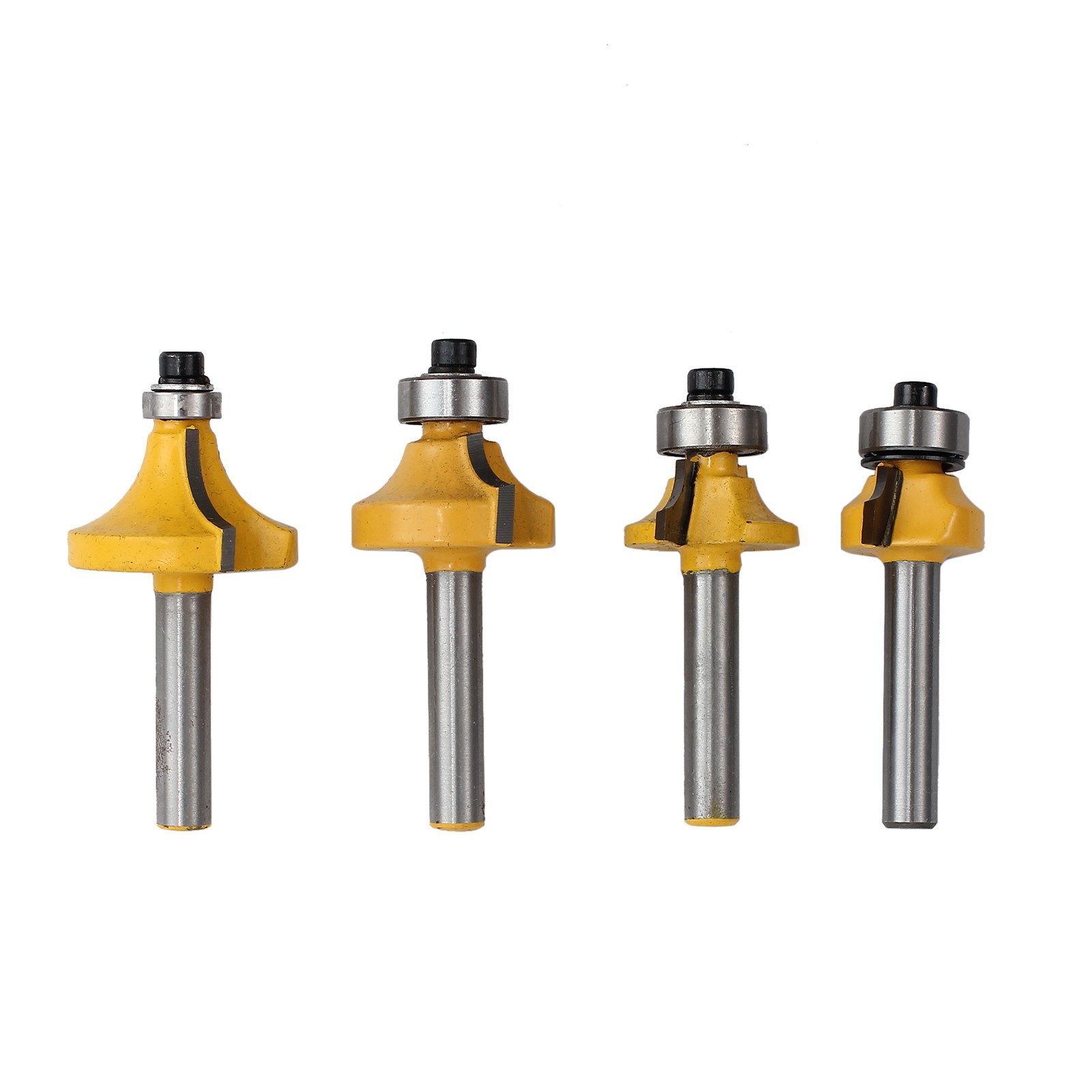 4PCS Round Over Edge Forming Router Bit 1/4" Shank 1/2'' 3/8''1/4'' 1/8'' Radius