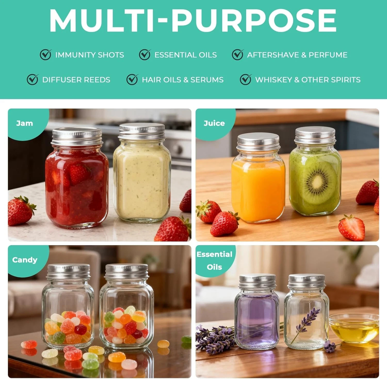 2 Oz Glass Mason Jars Silver Lids 30 Pack Small Glass Jars Mini Spice Jars Honey