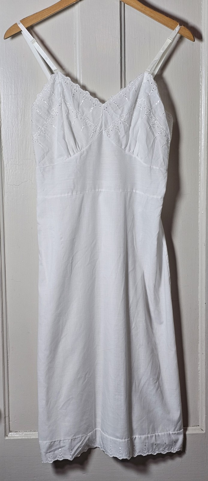 Slip Dress Eyelets Embroidered Lace Trim Size XS Fairy Coquette Feminine Dainty