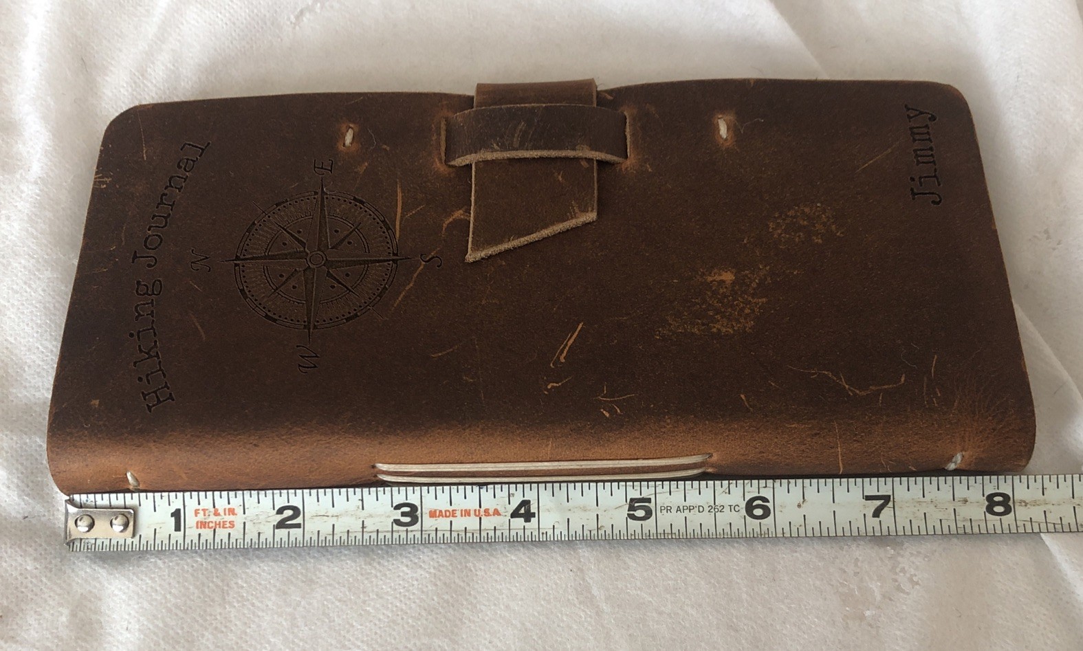 Vintage Brown Leather Hiking Journal Logbook W/Hiking Log Paper Inserts Free S/H