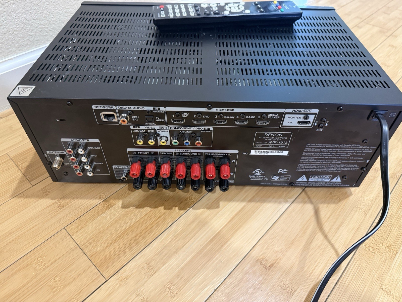 Denon AVR-1913 HDMI 7.1 Channel Integrated Network AV Receiver Remote Bundle