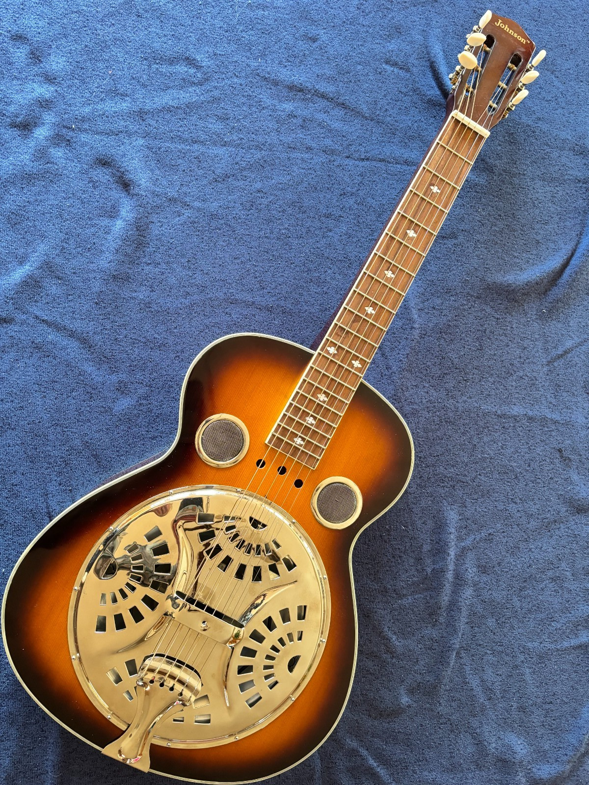 Johnson Square Neck Resonator Guitar Dobro Sunburst Bluegrass Instrument w/Case