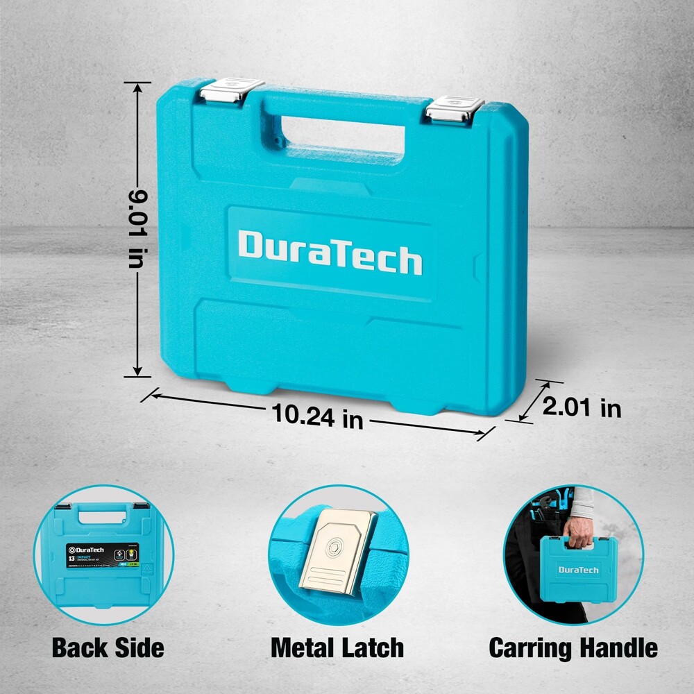 DURATECH 13PCS 1/2" Dr Swivel Socket Set Shallow Universal Impact Metric 10-24mm