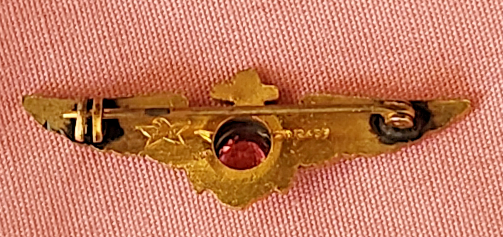 Vtg WWII US Navy Aviator Pilot Sweetheart Wings Pin H&H 1/20 12k GF W/Gemstone