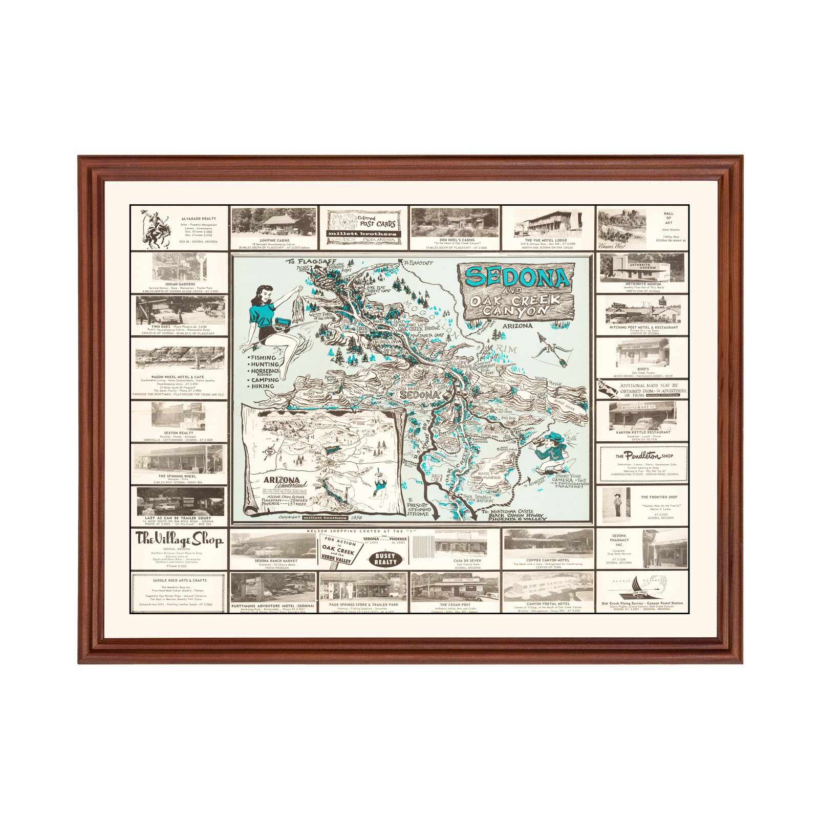 Old Map of Sedona, AZ 1958 - Vintage Sedona Arizona Art