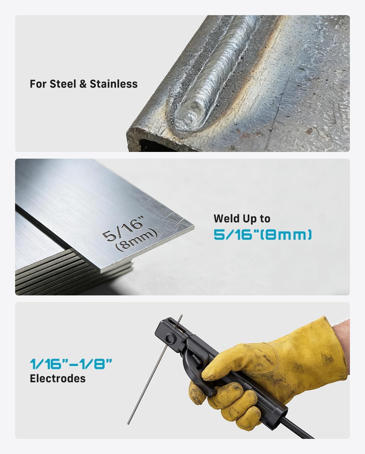 Seesii 135A MIG Welder -3-in-1 Gasless Flux Core/Lift TIG/Stick Welding Machine