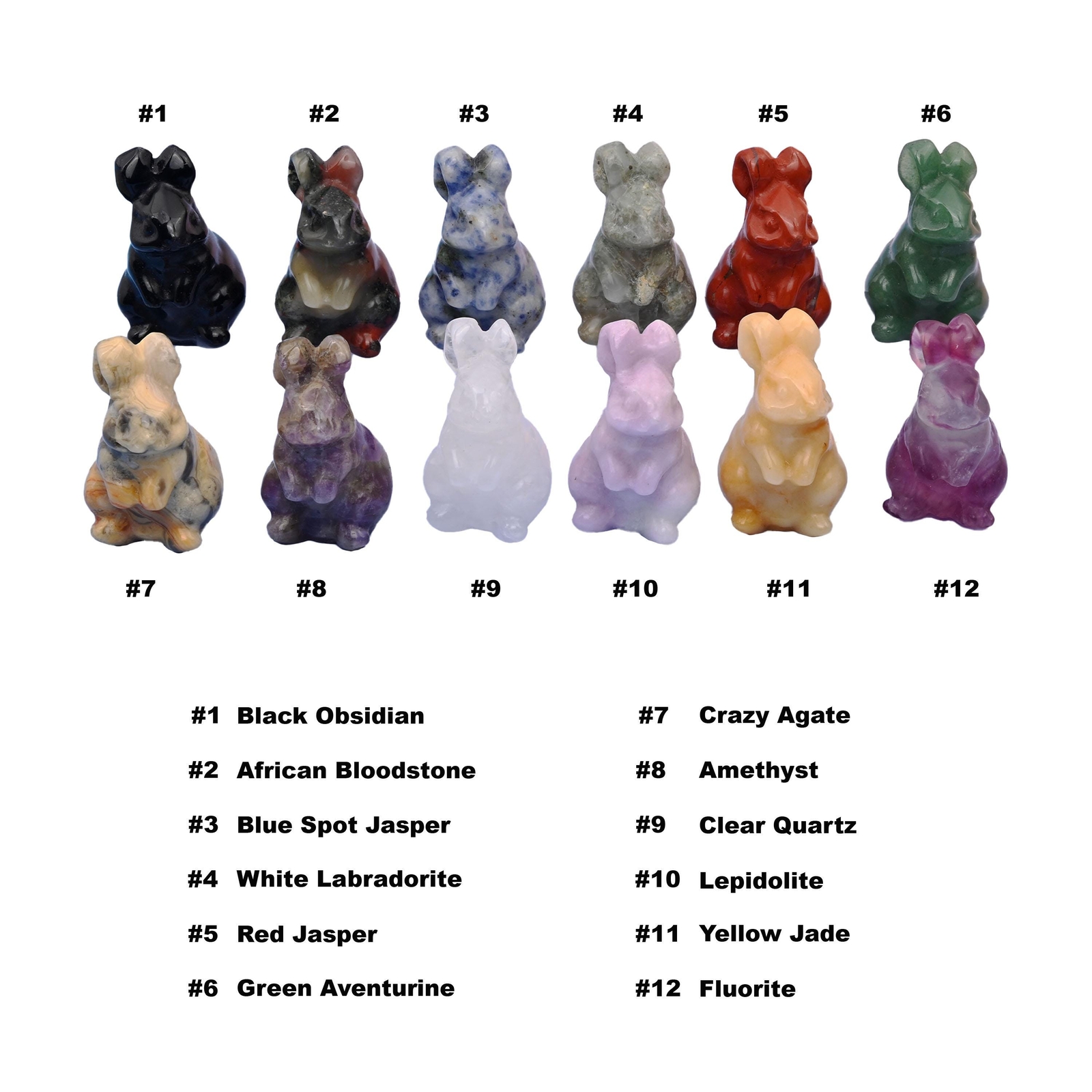 1.5 Inch Rabbit Crystal Carving Figurines