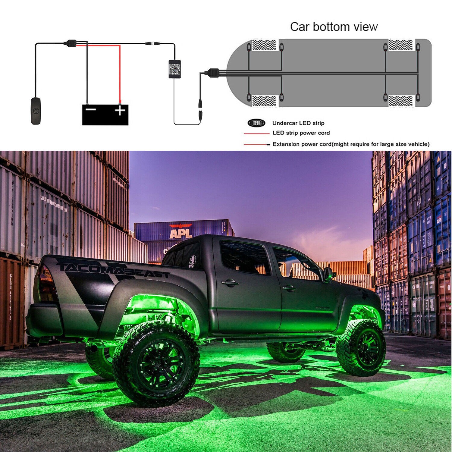 8Pods RGB LED Rock Lights Offroad Music Wireless Bluetooth Underglow Neon Lights