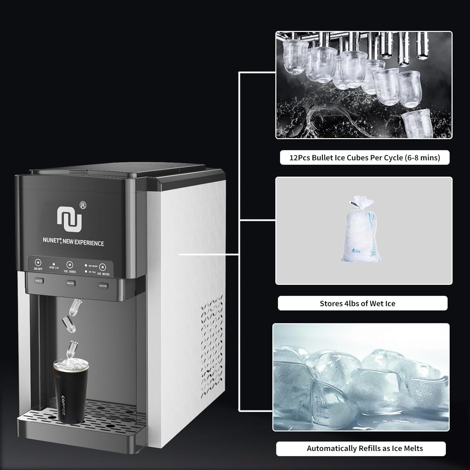 Ice maker Water Dispenser w. Crusher (Water Bottle Bottom-Loading)