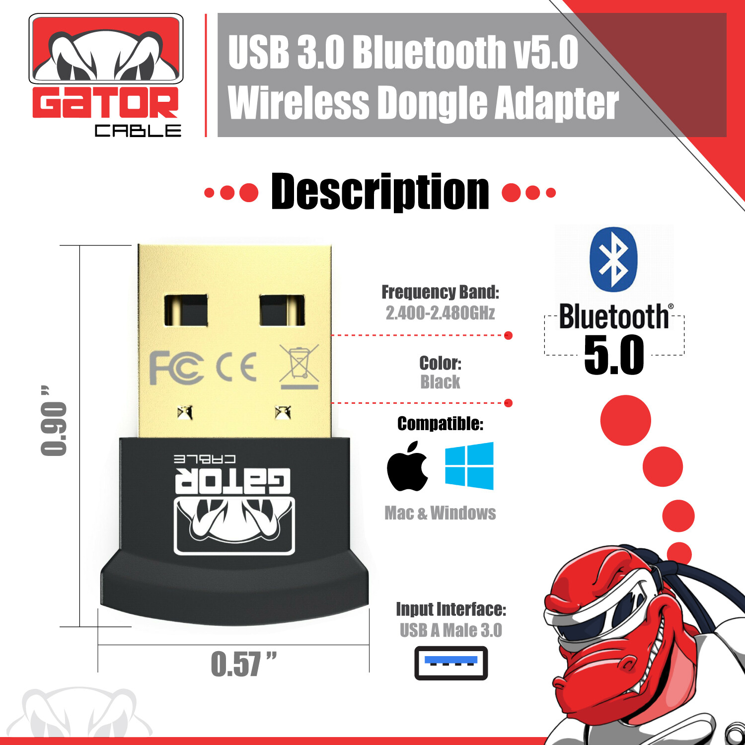 USB 3.0 Bluetooth 5.0 Adapter Dongle Receiver Wireless Audio Music TV PC MAC