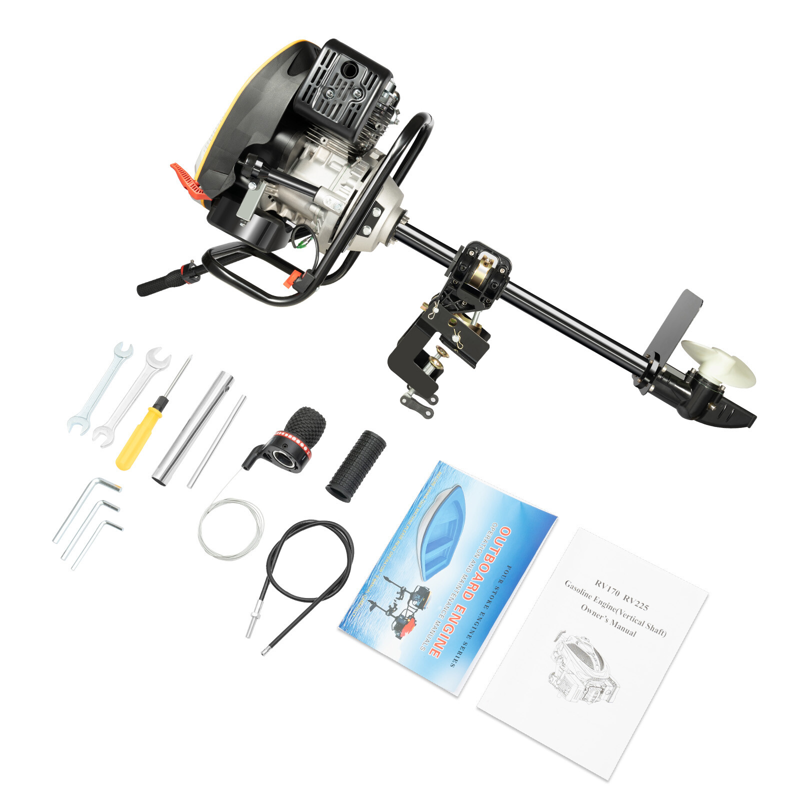 4-Stroke 9 HP Outboard Motor Gas powered Boat Engine With Air Cooling Heavy Duty