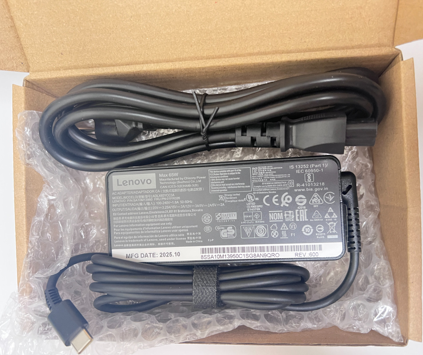 Genuine OEM 65W USB-C Type-C Adapter Charger Lenovo ThinkPad T480 ADLX65YLC3A