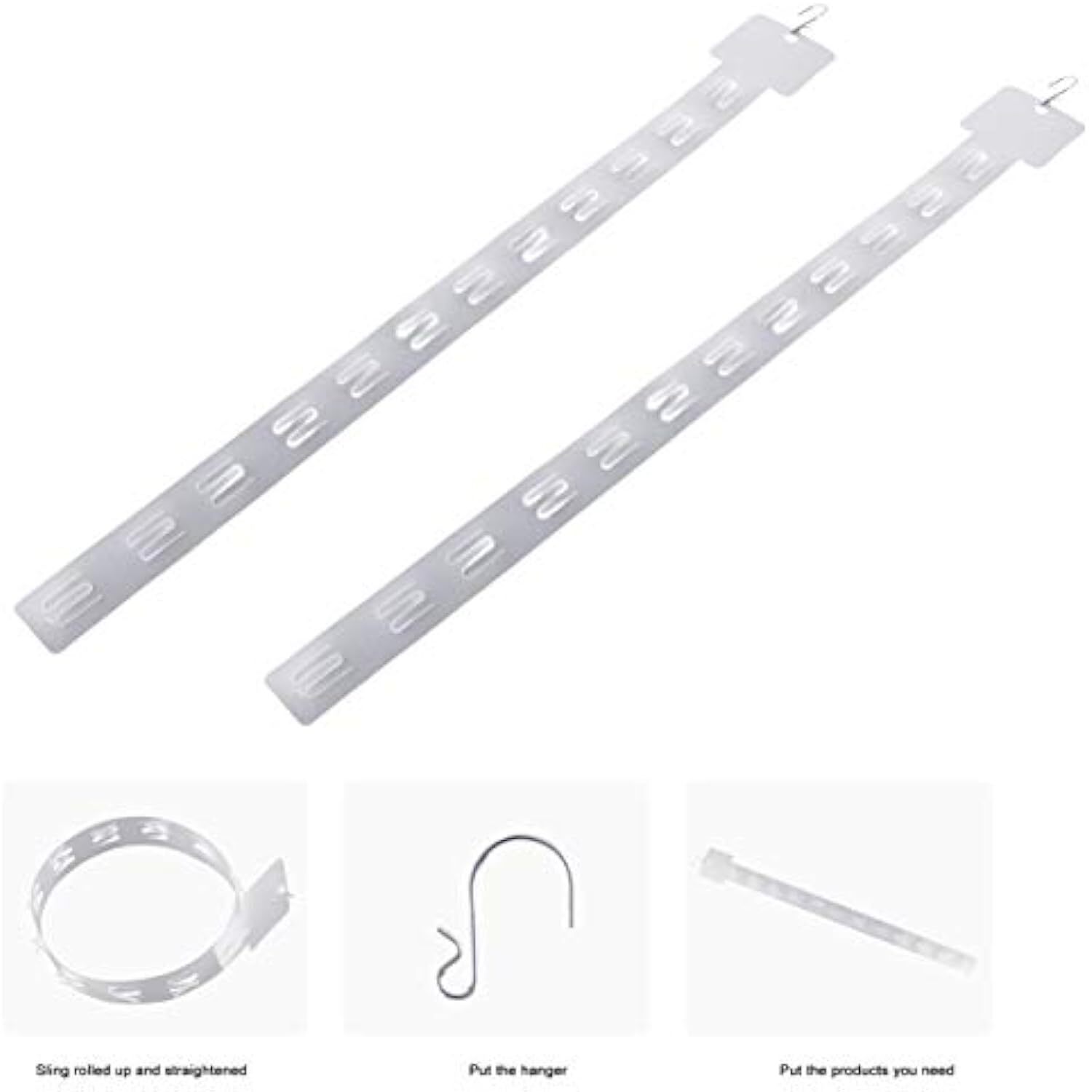 10 pack Retail Clip Hanging Merchandise 12 Tab Plastic Display Strip + 10 S-Hook