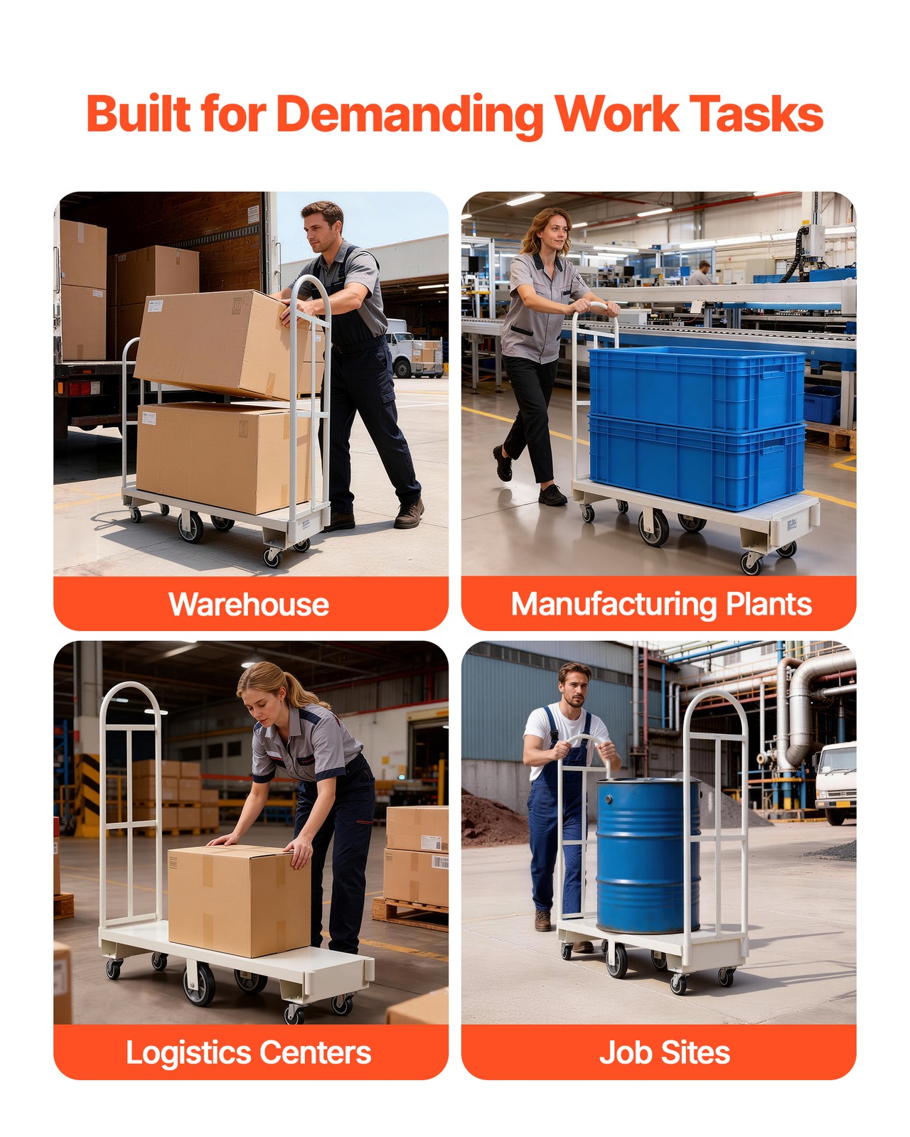 VEVOR U-Boat Platform Truck Dolly 2000 lbs Heavy Duty Hand Truck with Six Wheels