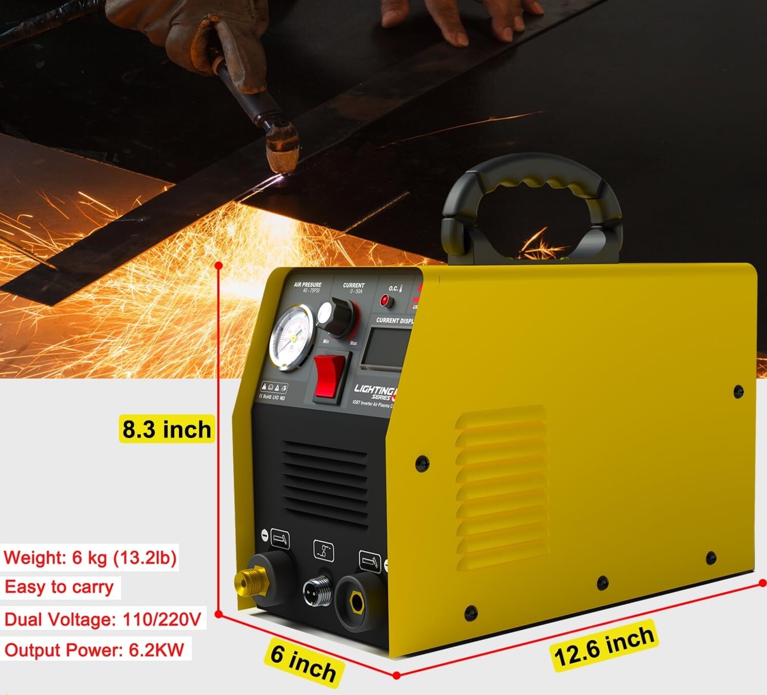 Plasma Cutter 55A with 110/220V Dual Voltage DC Inverter Cutting Machine