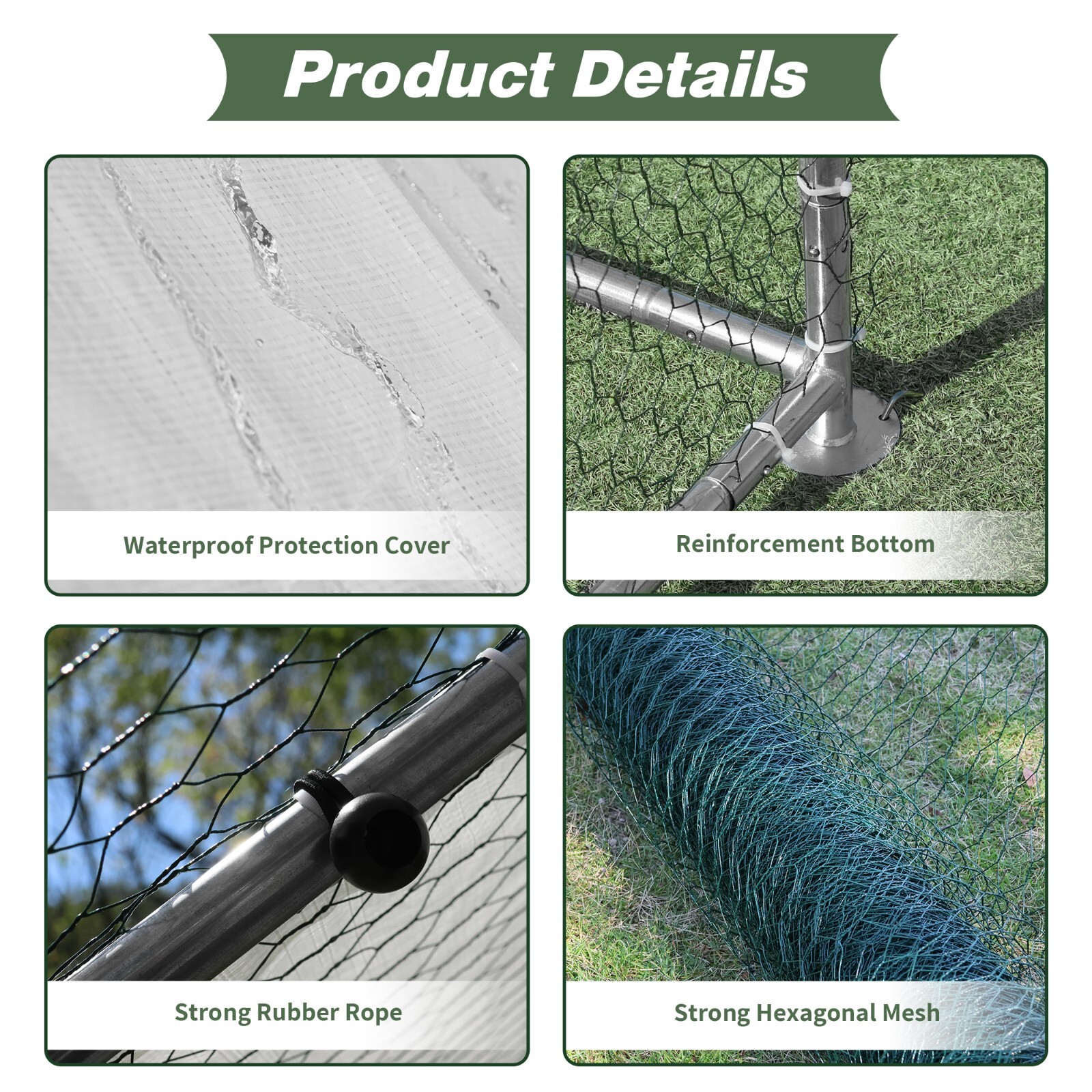 Walnest 20ft x 10ft x 6.5ft Large Metal Walk-in Chicken Coop Run Cage Hen House