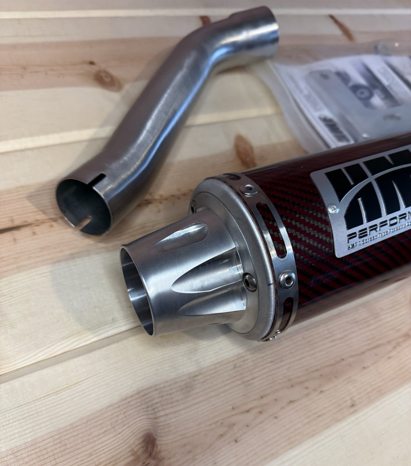 YAMAHA YFZ 450 2004-2013 HMF Exhaust Slip On Red Carbon Fiber