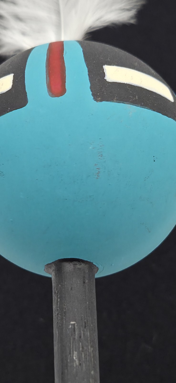 Hopi Kachina Ceremonial Spiritual Rattle Native American Indian Feather Folk Art