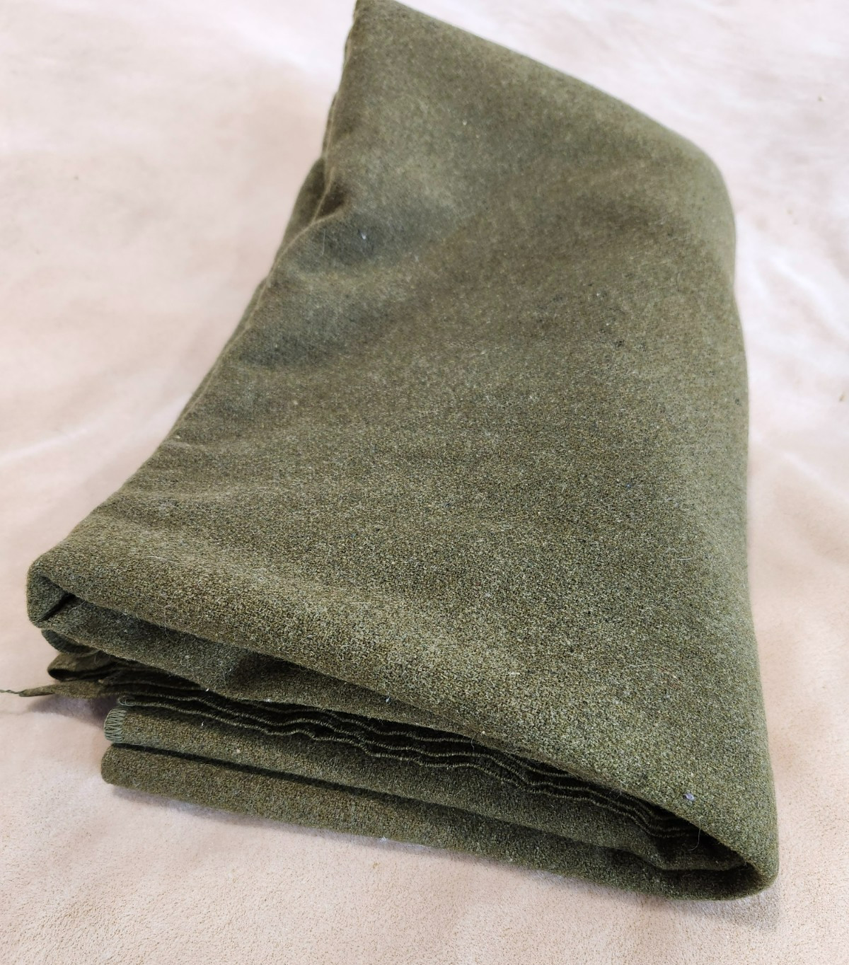 Authentic Vintage US Army 100% Wool Blanket 66in x 84in Olive Green 1960's