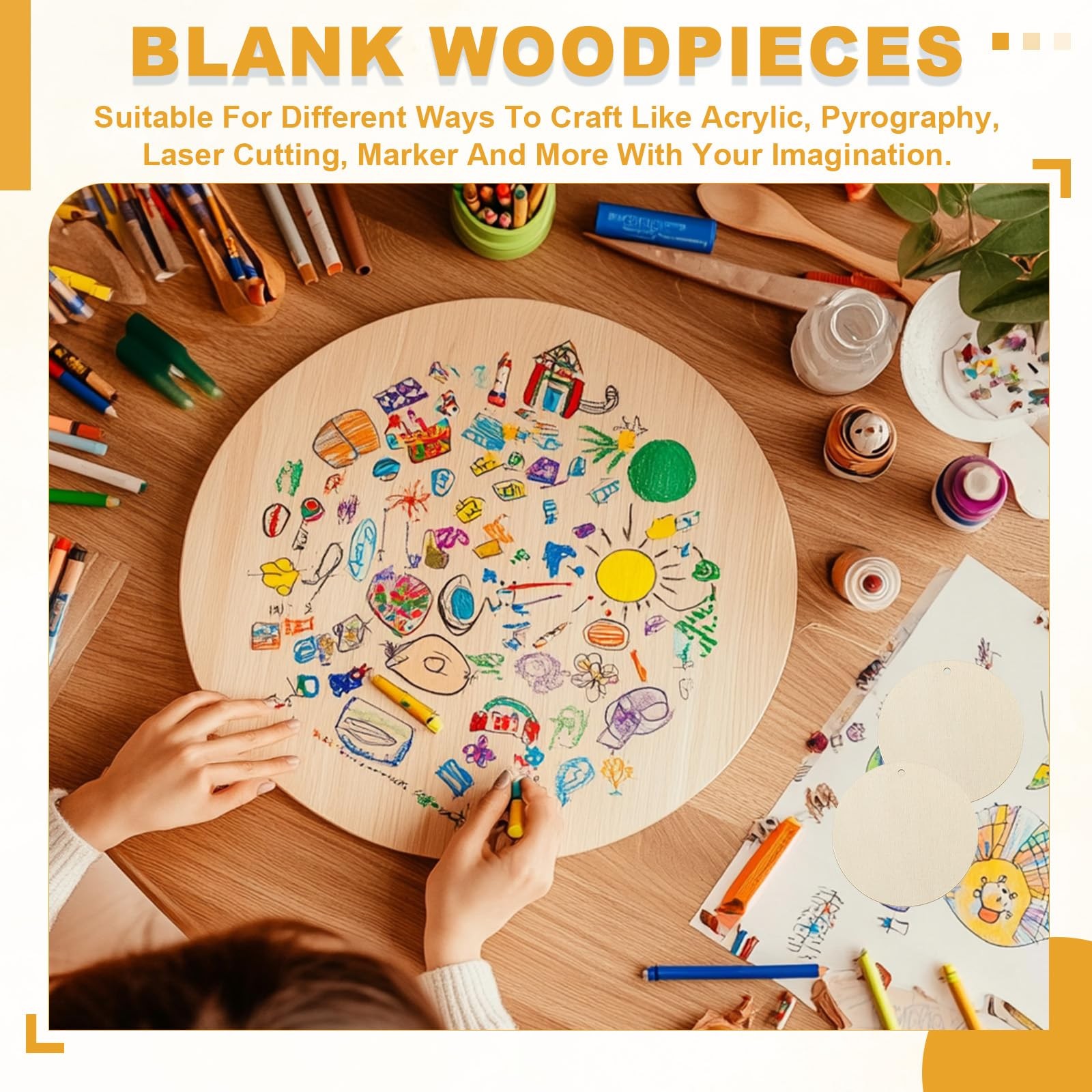 30 Pcs 3 Inch Unfinished Wood Circles Round Blank Wooden Discs for DIY Crafts