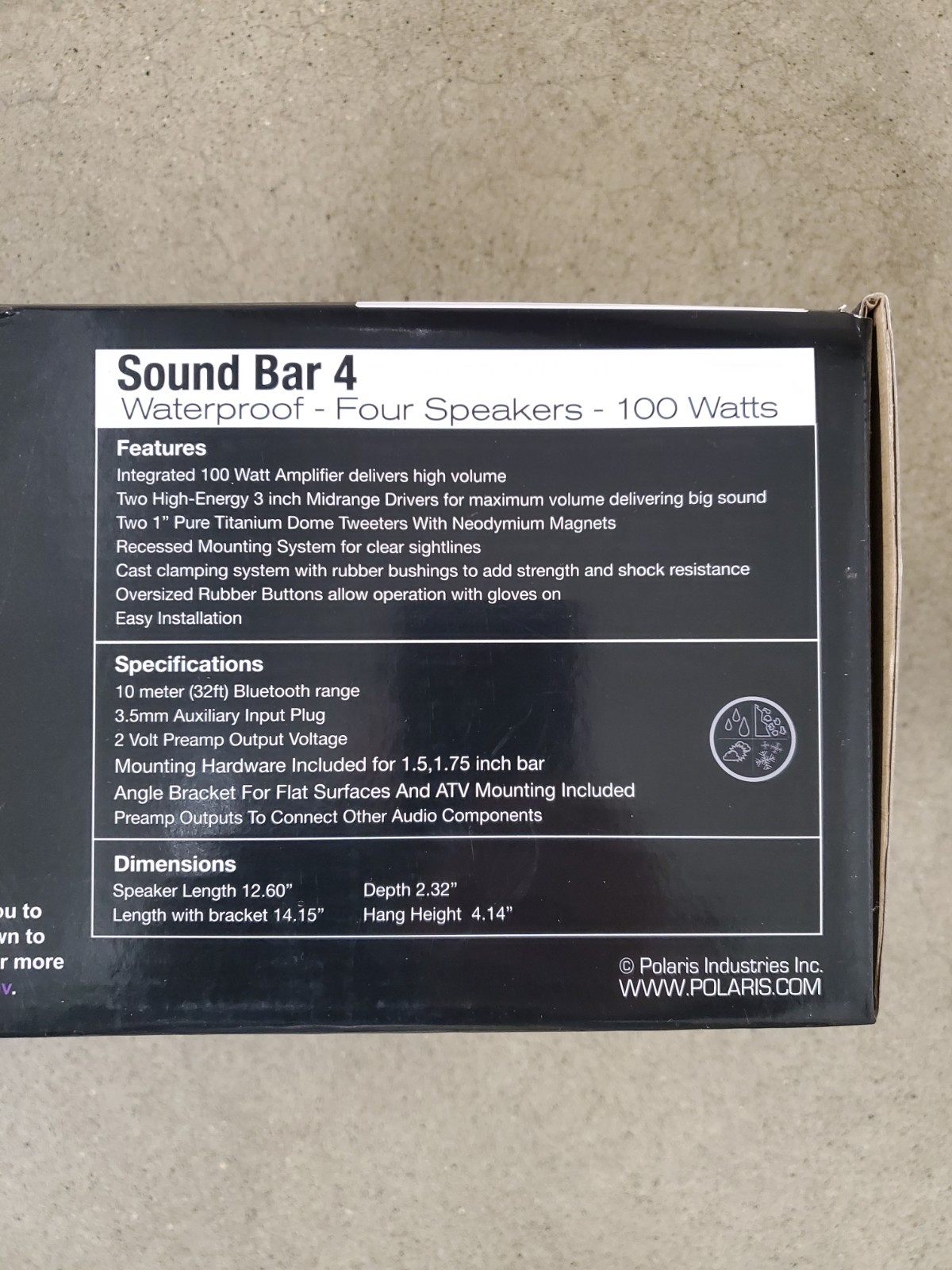 NOS Polaris RZR New OEM, Dual Mid-Range/Mid Bass Sound Bar 4 by MB Quart 2881230