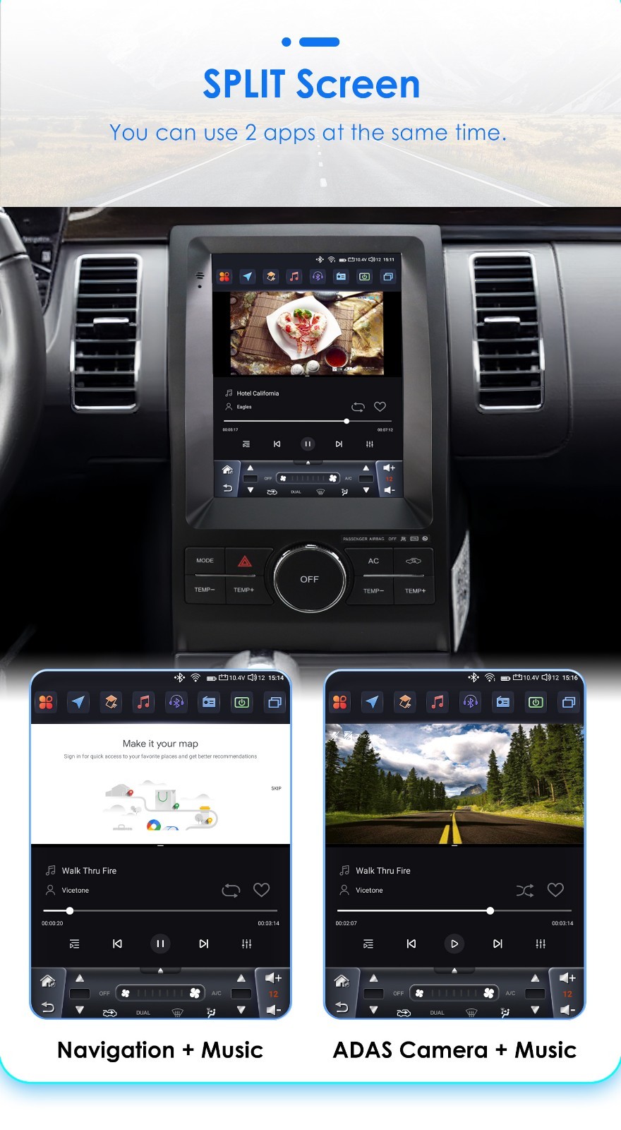 For Ford Taurus 2011-2019 Android 14 CarPlay Car Stereo Radio GPS 2G+32G FM RDS