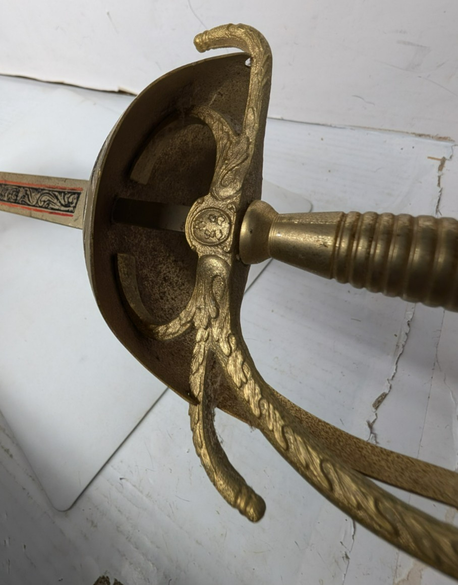 Vintage Brass & Metal Spanish Style Cutlass Sword 40 1/2 " Long