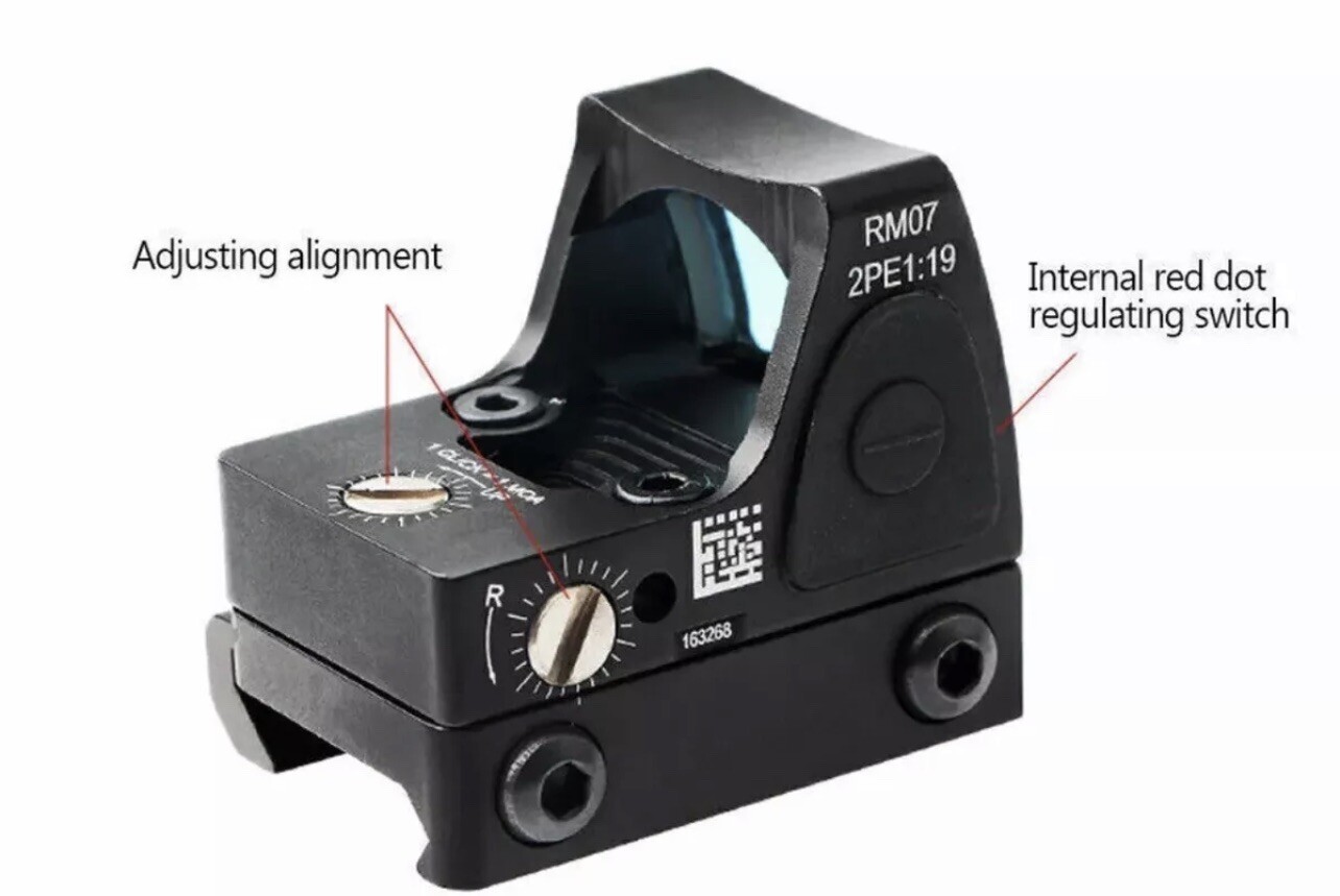 Red Dot Tactical RMR Reflex Sight Scope for Pistol Glock 17 19 W/20mm Mount Logo