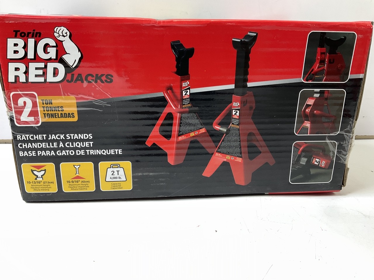 Torin BIG RED T42002 Steel Jack Stands - 2 Ton (4,000 Lb) Capacity TWO SETS