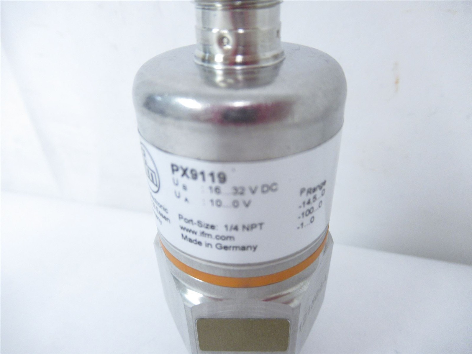 247282 New-No Box; IFM PX9119 Pressure Sensor -14.5 PSI - 0 PSI 0 -10V Dc 4-Pin