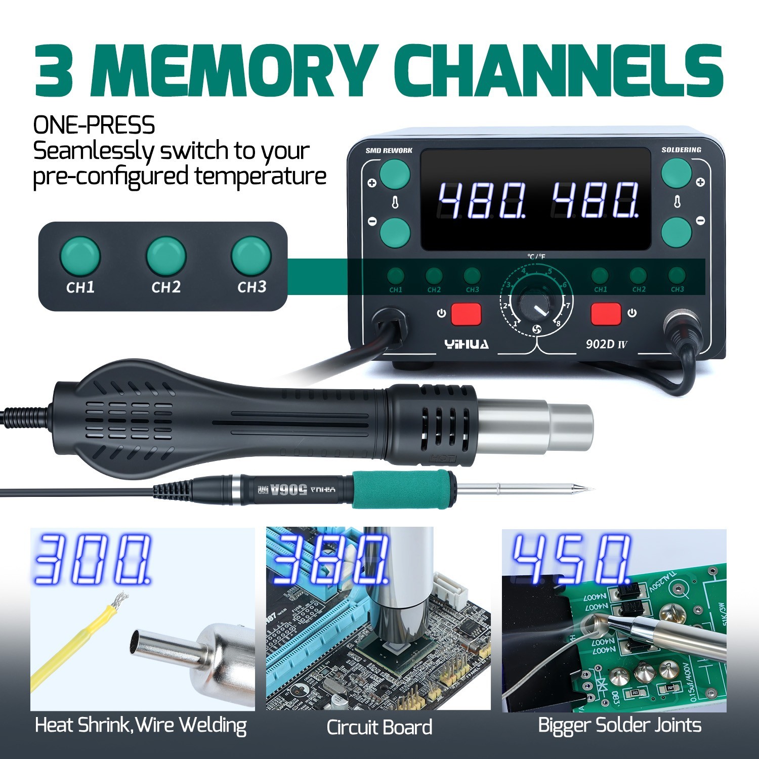 YIHUA 902D-IV 775W T12 Soldering & Hot Air Desoldering Rework Station Digital