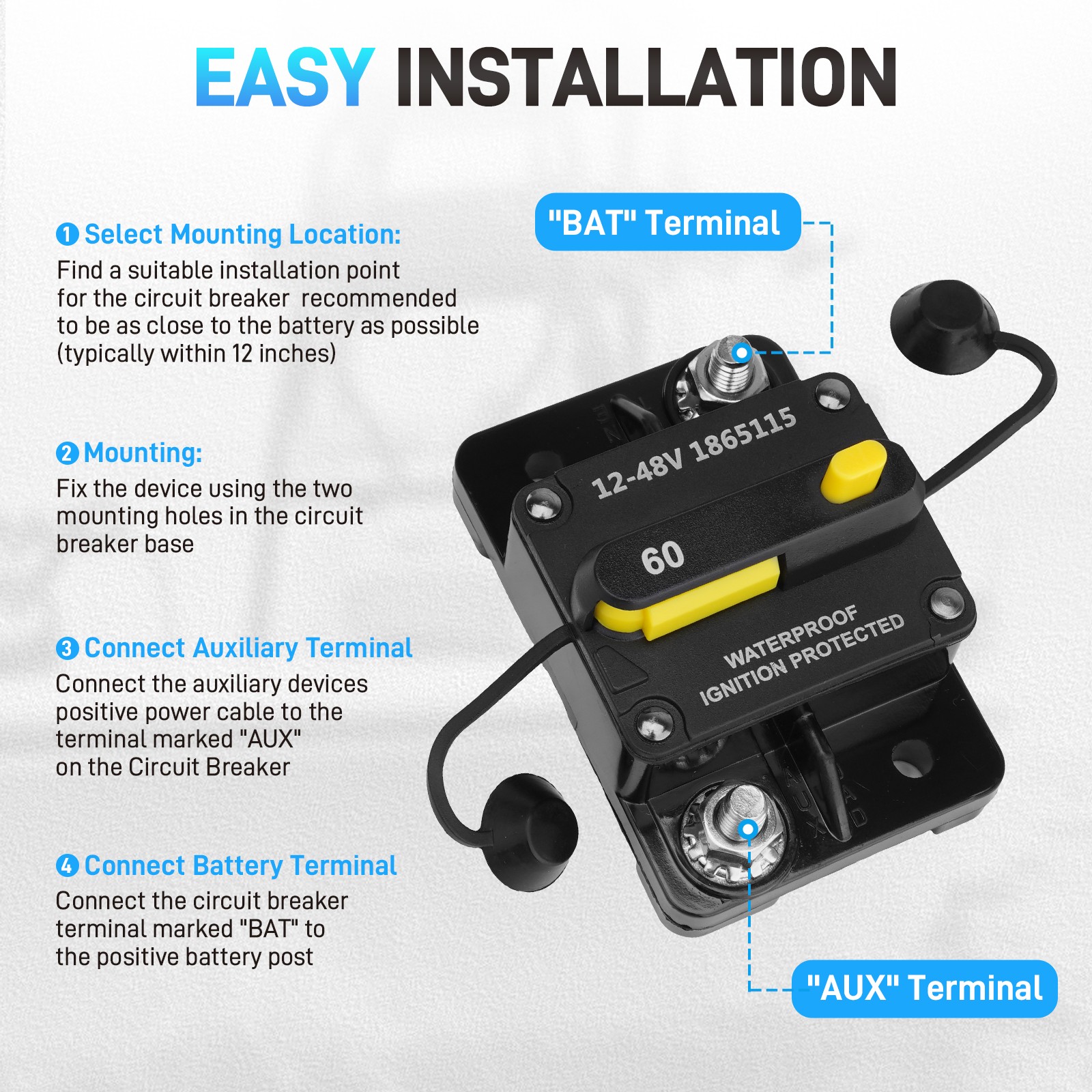 MKR-27 60 AMP Circuit Breaker 1865115 for All Minn Kota Trolling Motors 12-48V
