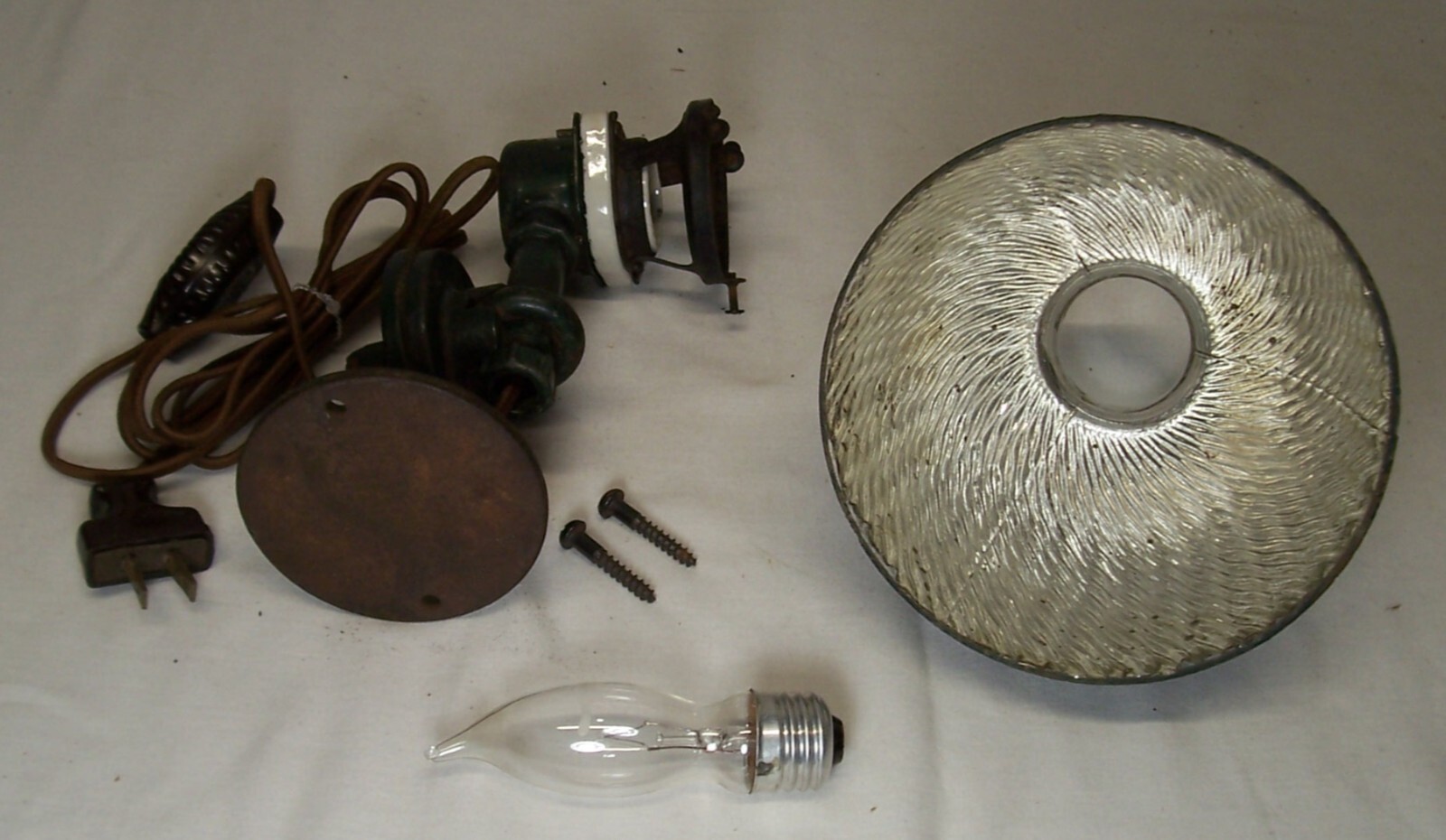 Antique Curtis X-ray Shade Light Fixture Vtg Cast Art Porcelain Chicago USA #G2