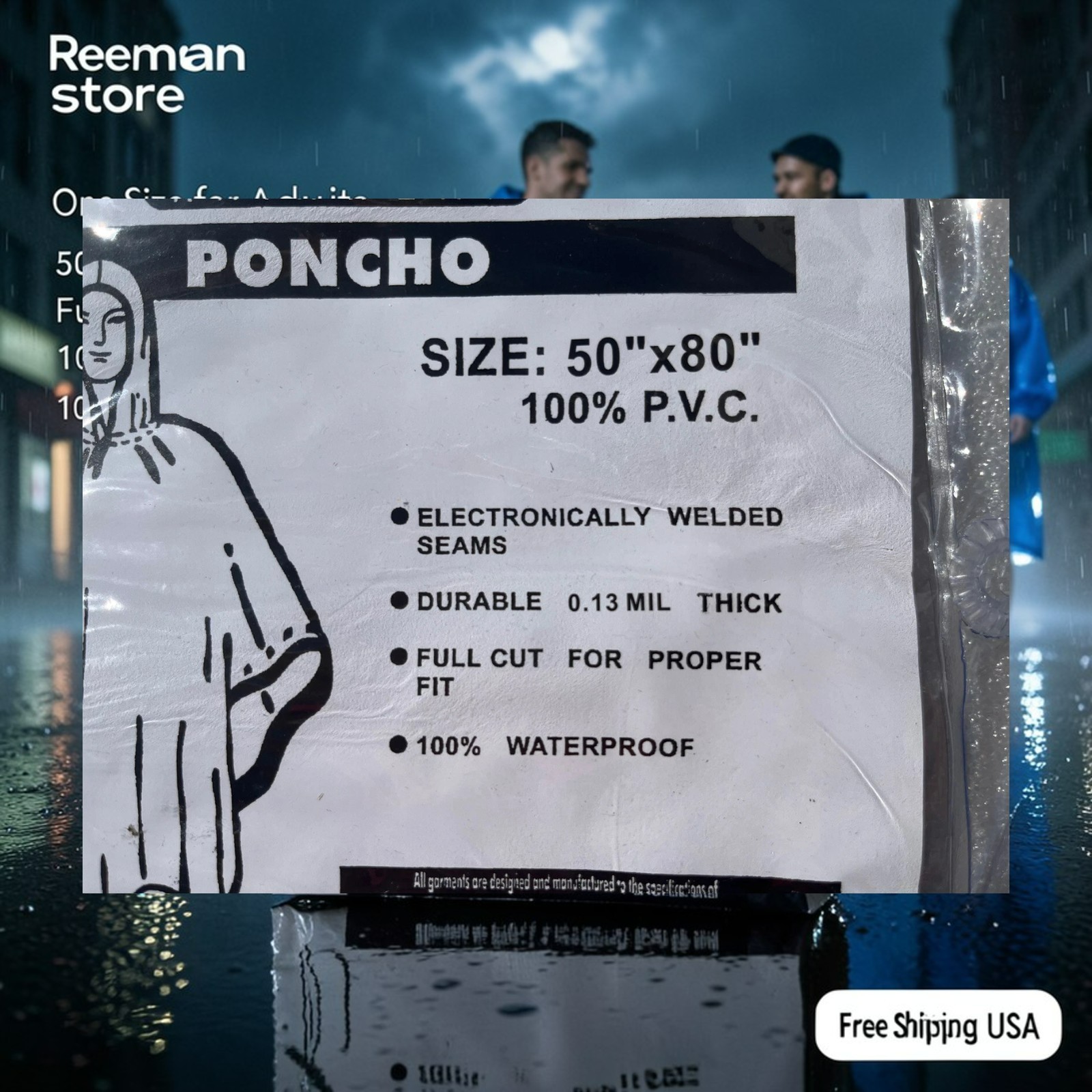 Unisex Rainwear Poncho Waterproof Rain Coats Adults Assort Colors Standard Size