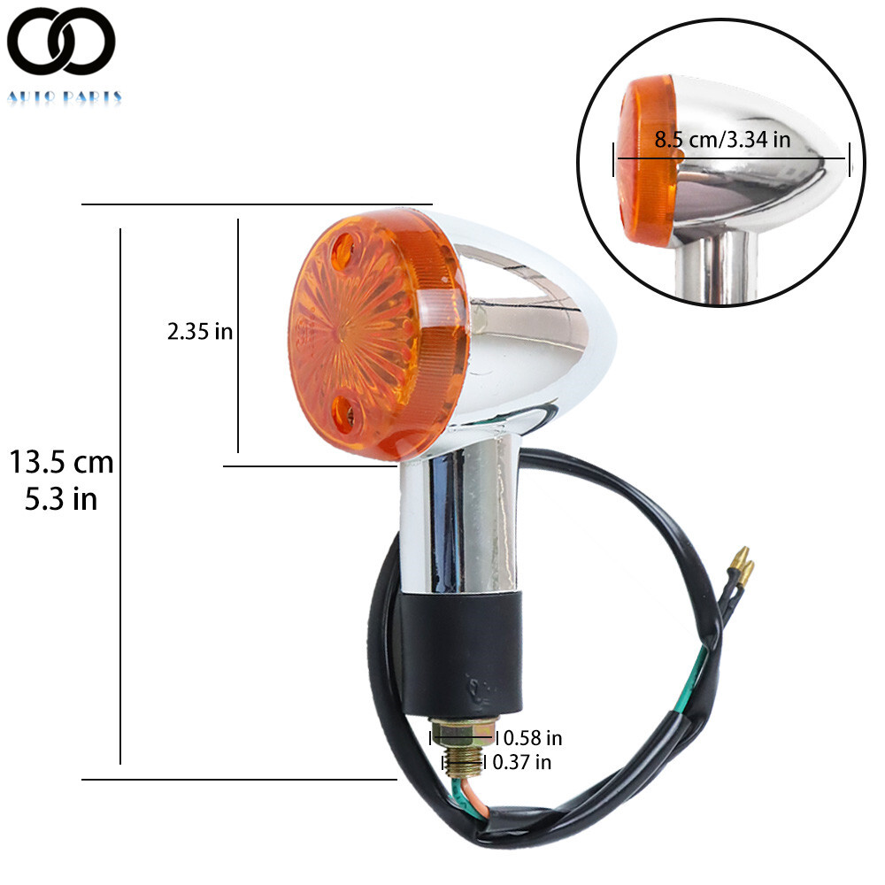 2×Chrome Amber Front Rear Turn Signal Blinker Indicator Light For Motorcycle