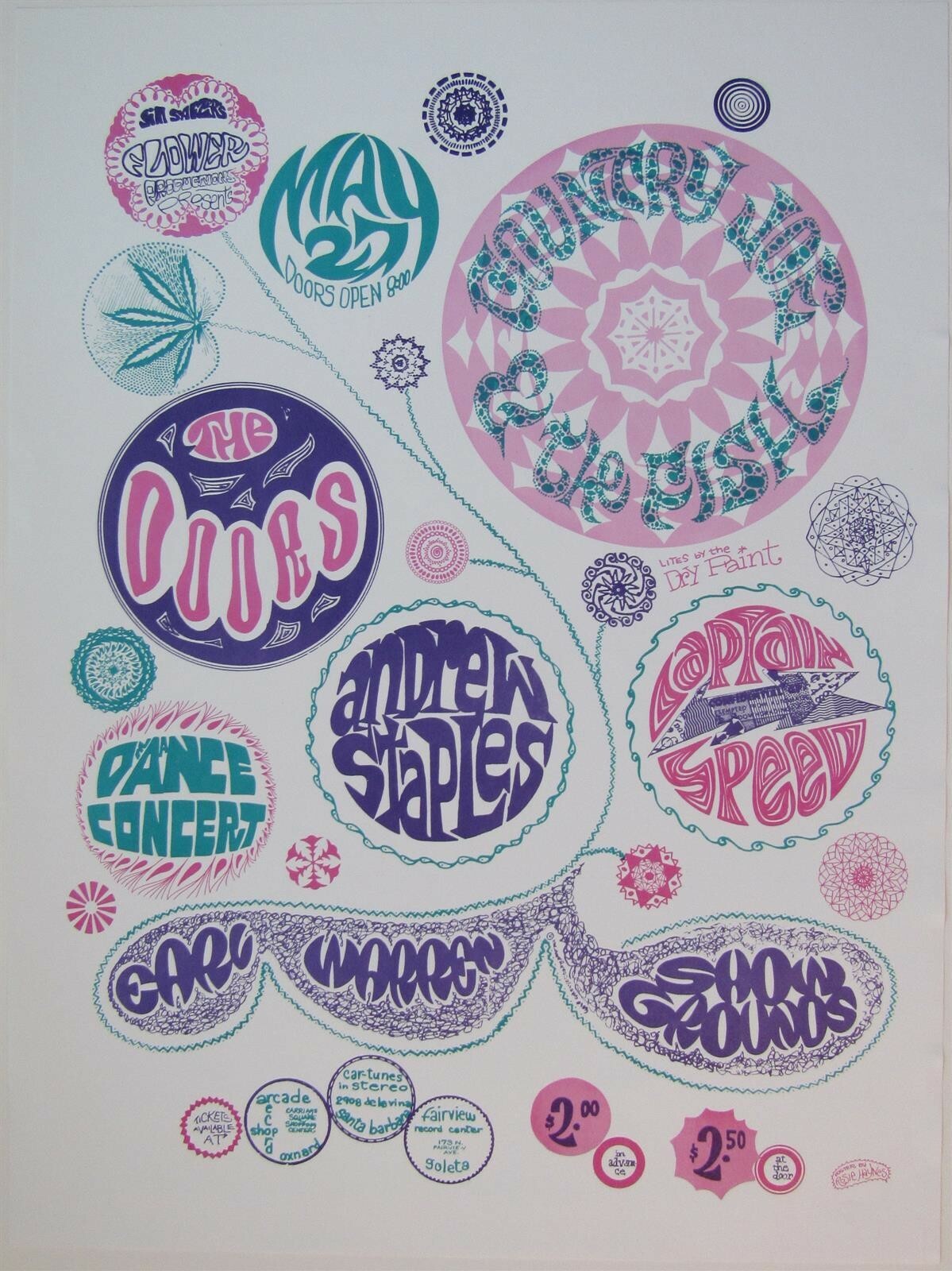 THE DOORS in Santa Barbara, CA 1967 - ORIGINAL POSTER