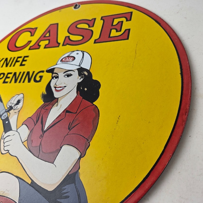 Vintage Case xx Knives Sign - Porcelain Service Station Store Advertisement Sign