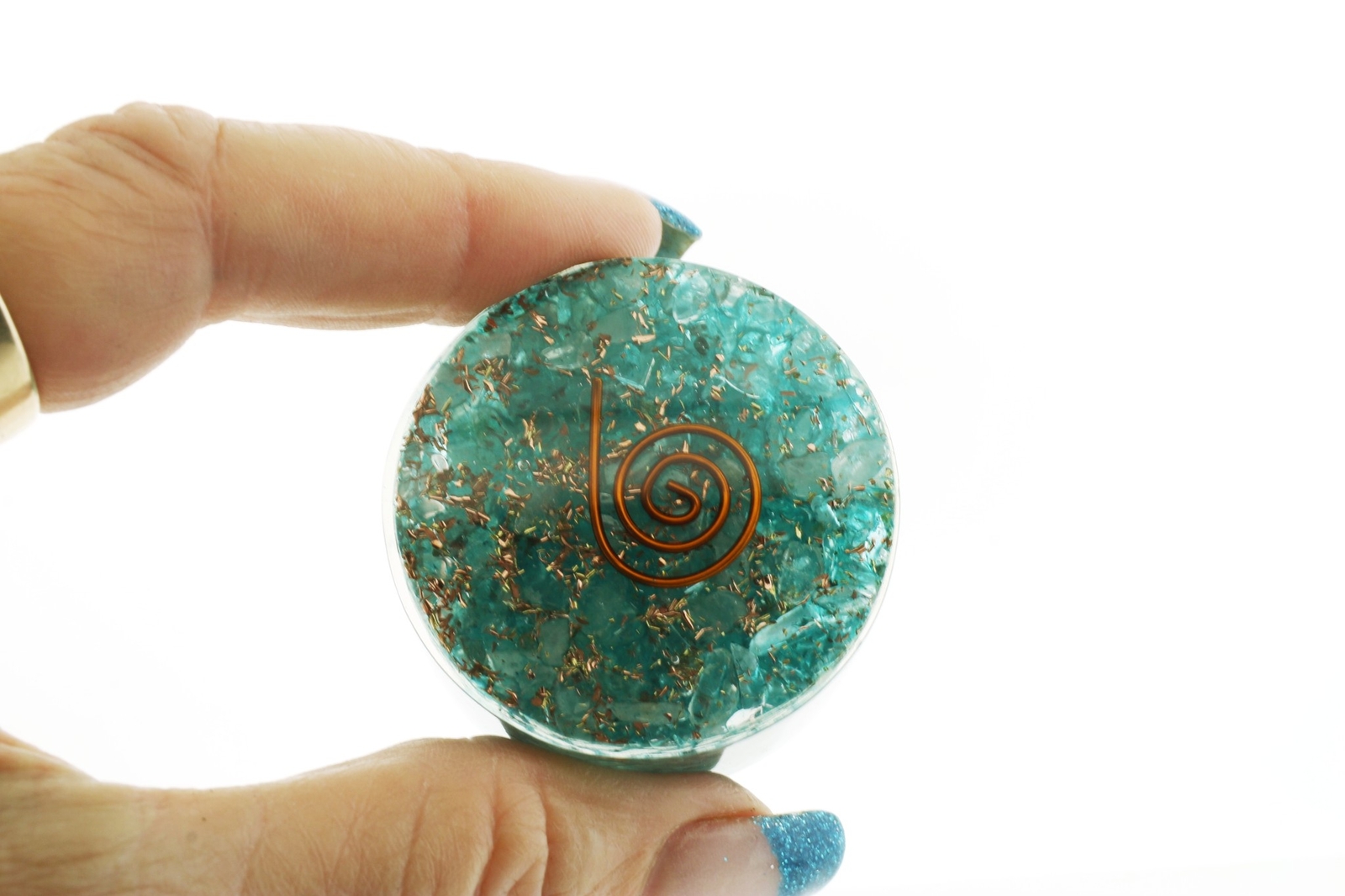 Aquamarine Orgone Tower Buster Powerful EMF & 5G Protection 1.5in