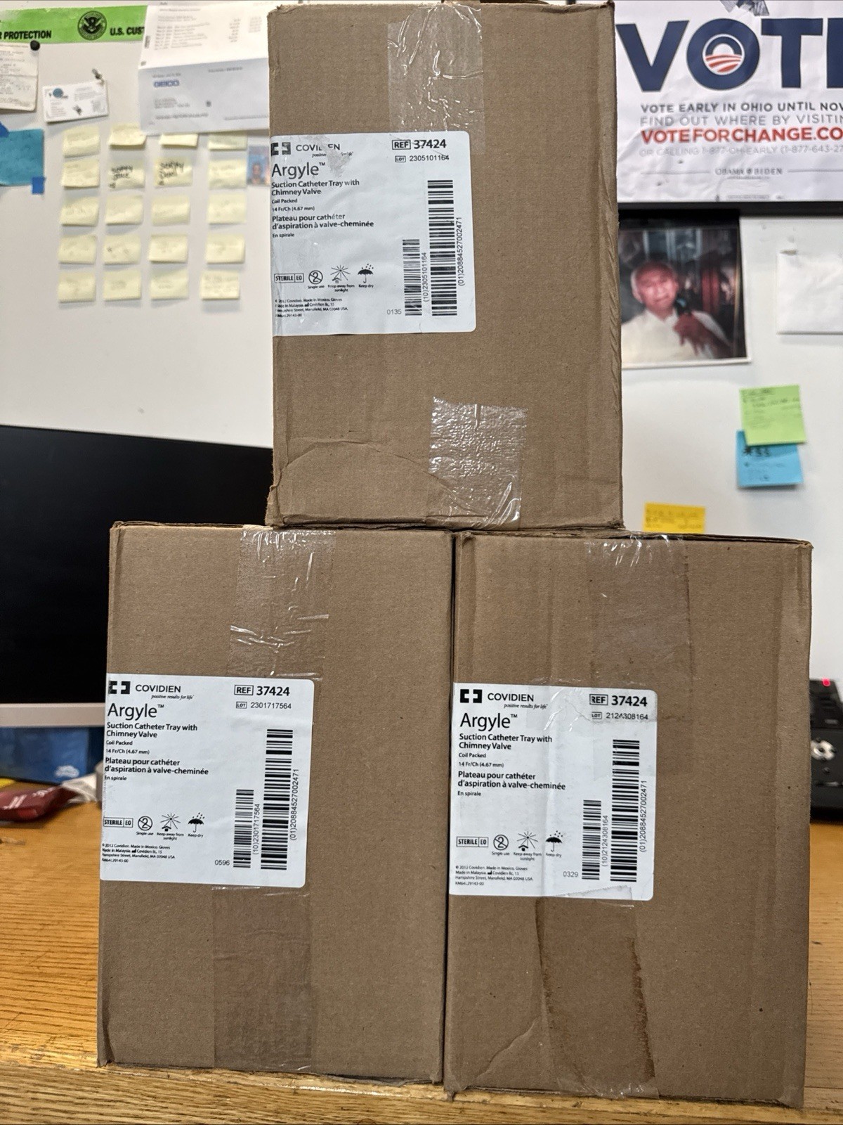 Cardinal Argyle Suction Catheter Tray W/ Chimey Valve 14 Fr/Ch 37424 Case 150pcs